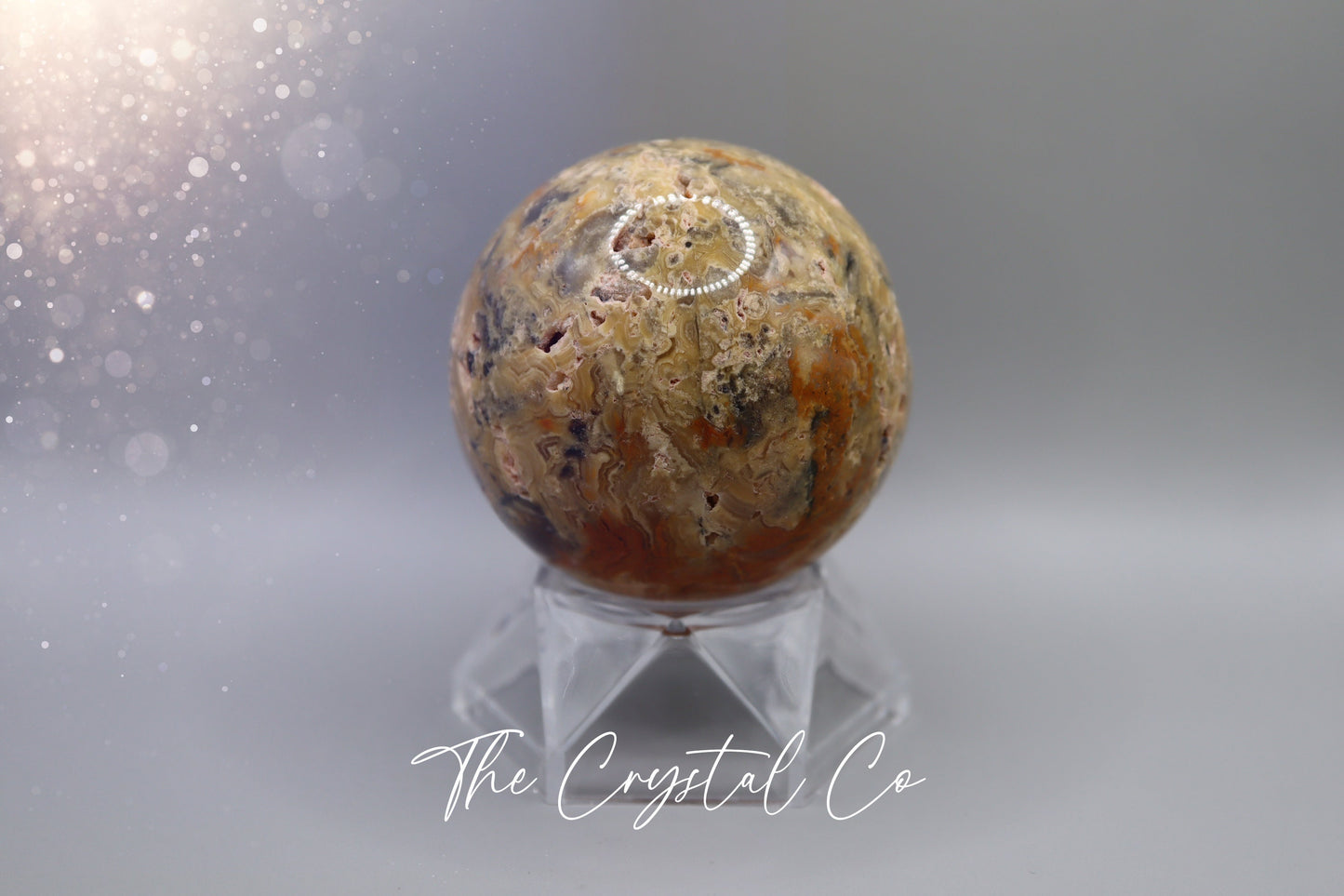 Beautiful, Natural Crazy Lace Agate Large Sphere - Crystal Carving For optimism & calmness