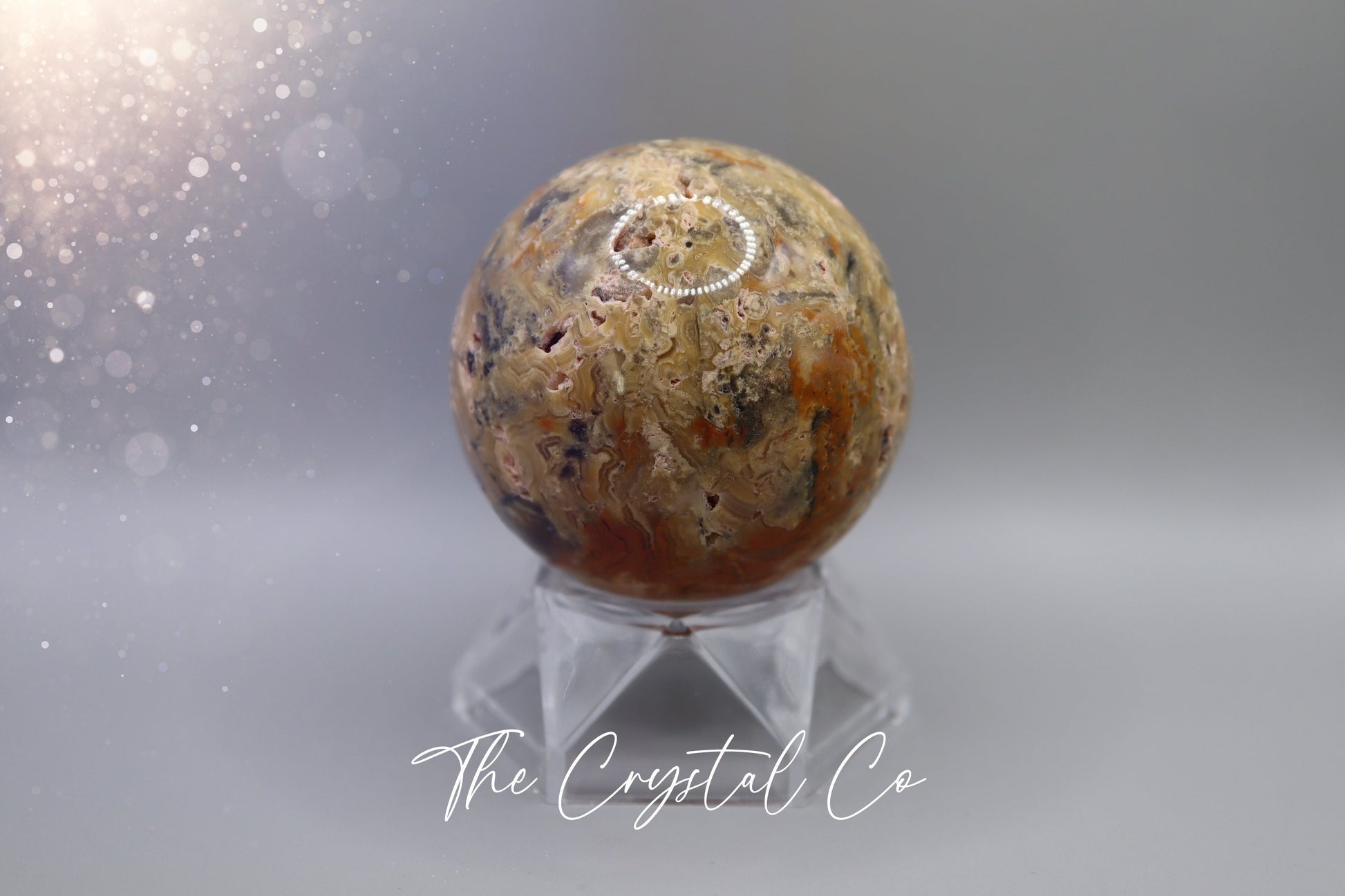 Beautiful, Natural Crazy Lace Agate Large Sphere - Crystal Carving For optimism & calmness