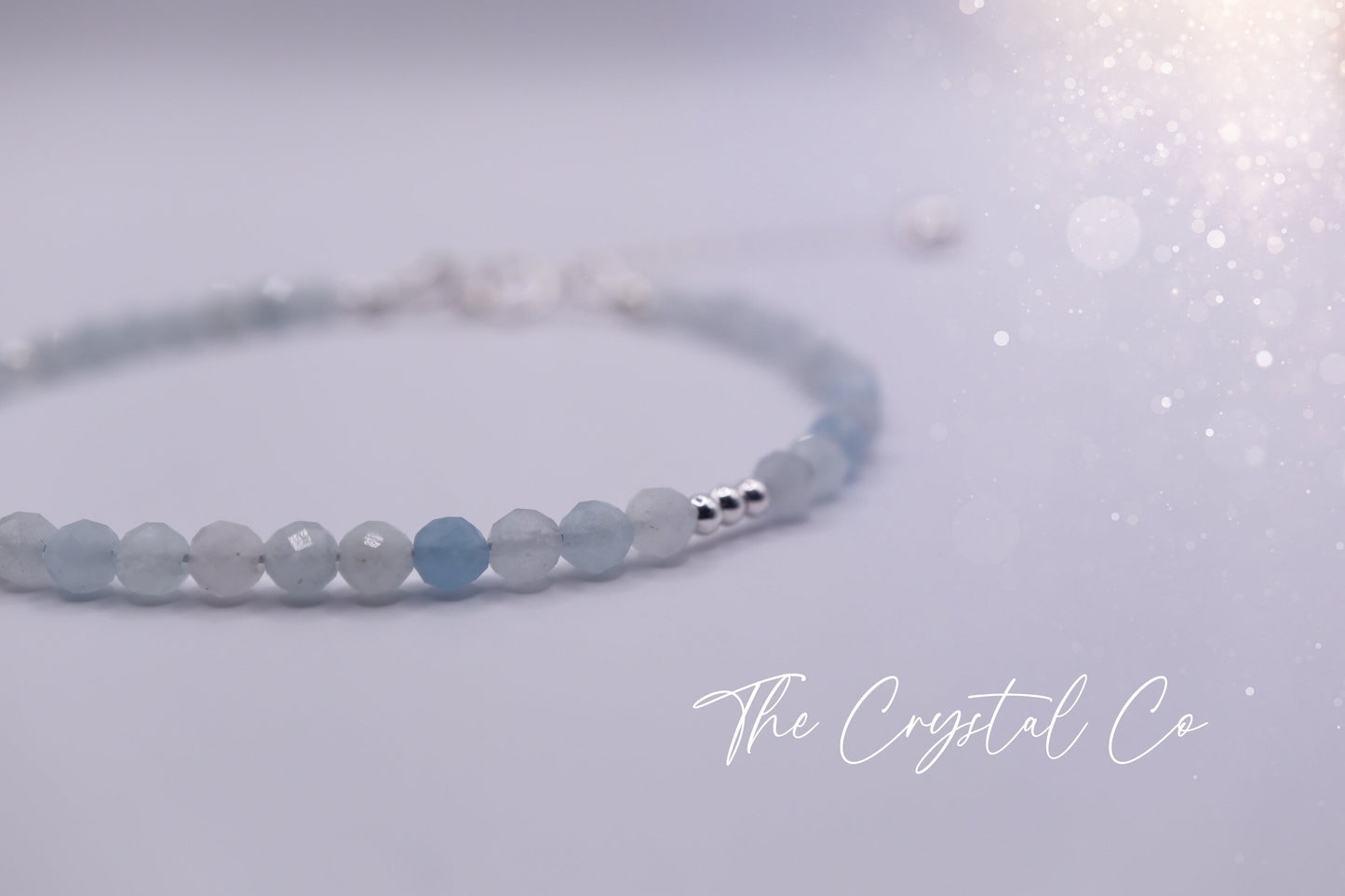 Dainty, Beautiful and handmade Natural Crystal Aquamarine Stacking Bracelet - for communication & courage - March Birth Stone