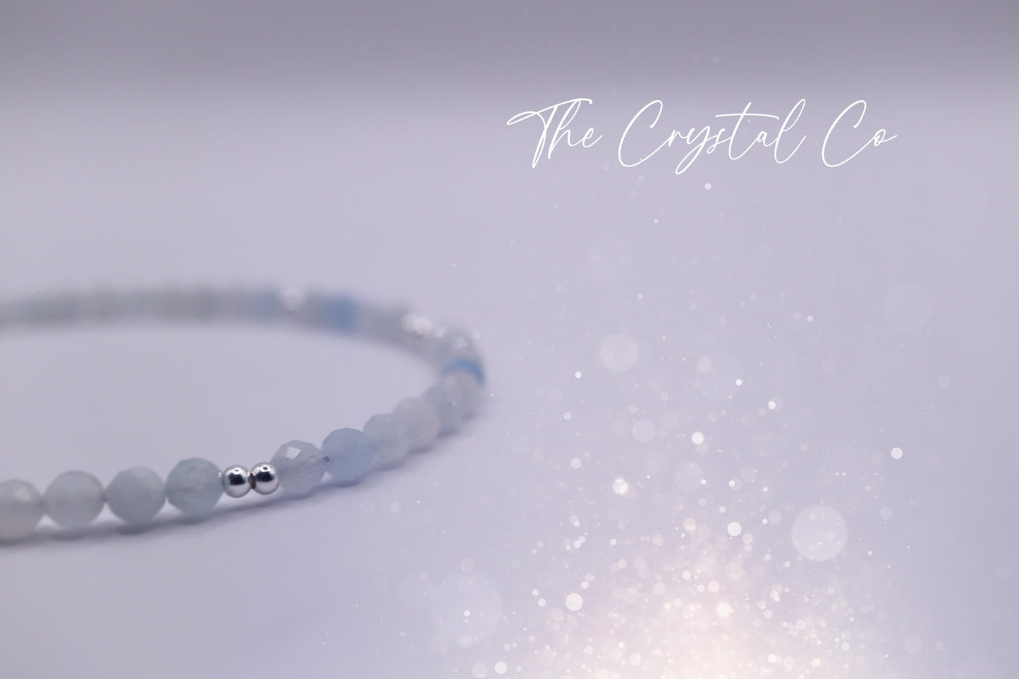 Dainty, Beautiful and handmade Natural Crystal Aquamarine Stacking Bracelet - for communication & courage - March Birth Stone