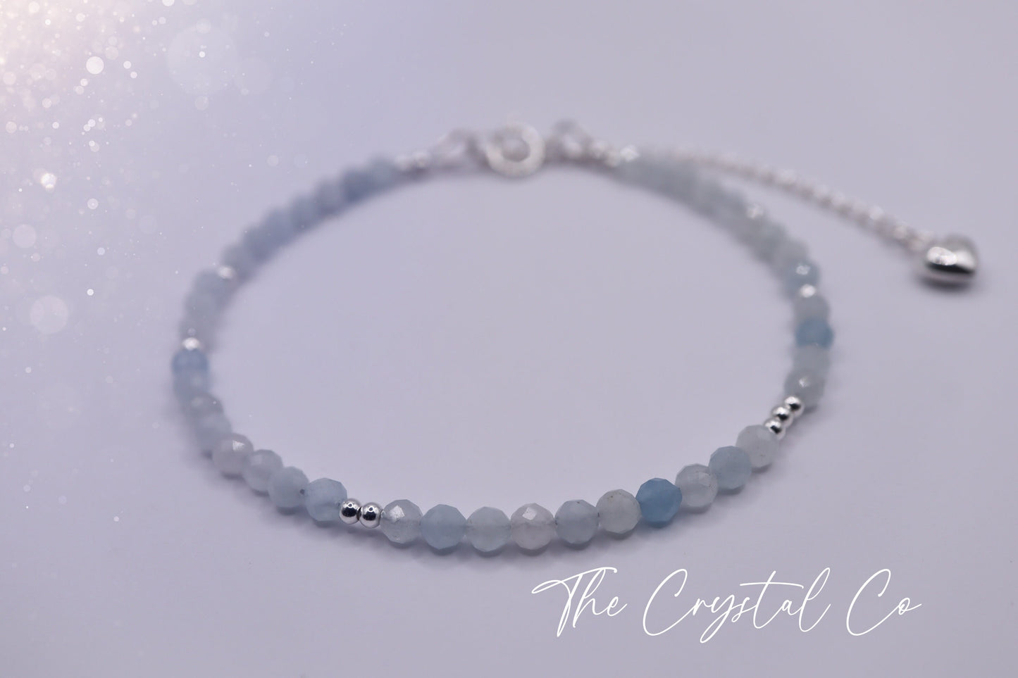 Dainty, Beautiful and handmade Natural Crystal Aquamarine Stacking Bracelet - for communication & courage - March Birth Stone