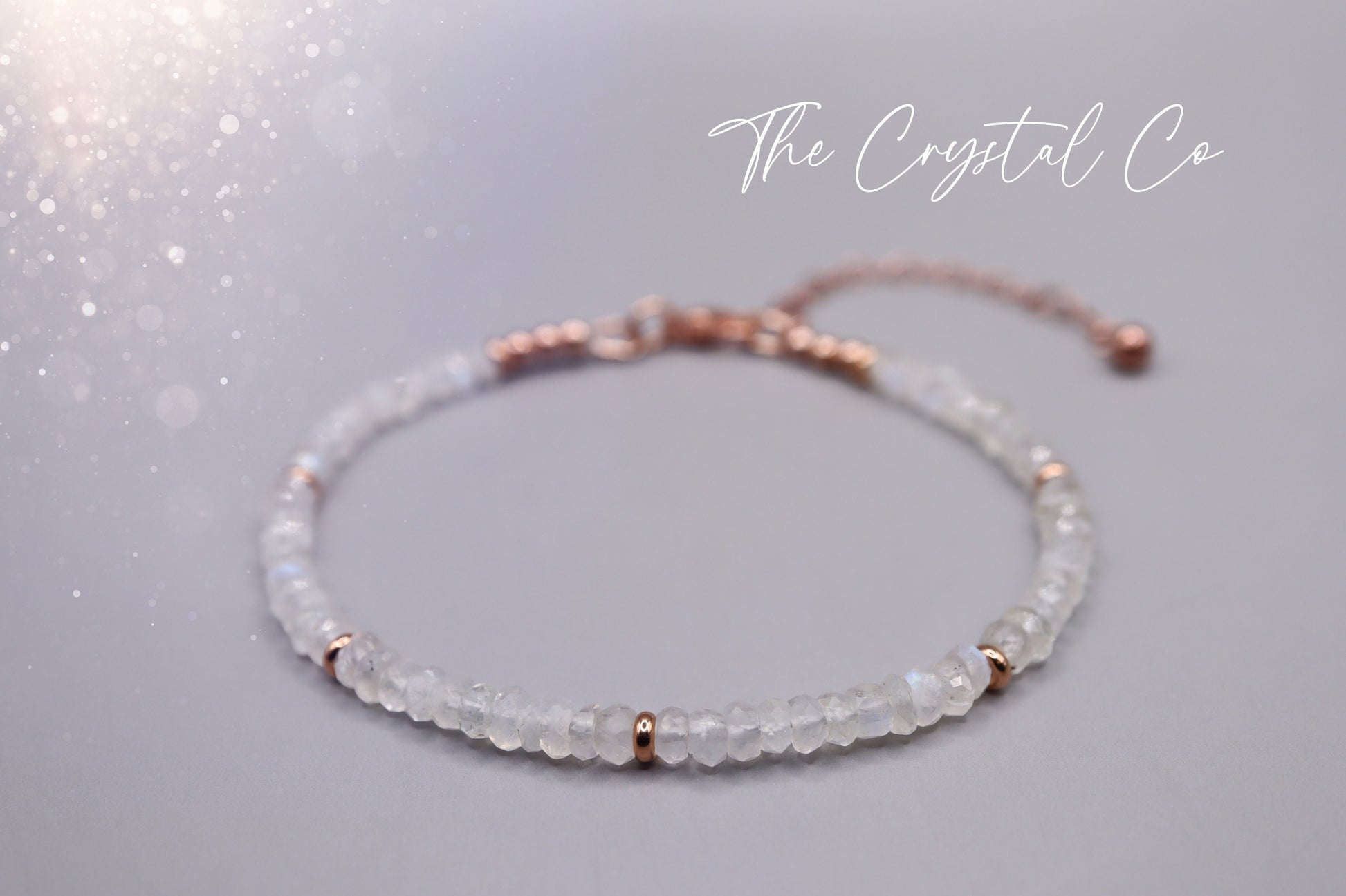 Dainty, Natural Crystal Rainbow Moonstone 4mm Rondelle Beaded Bracelet, Very Flashy, Stacking Bracelet. For Divine Feminine connection