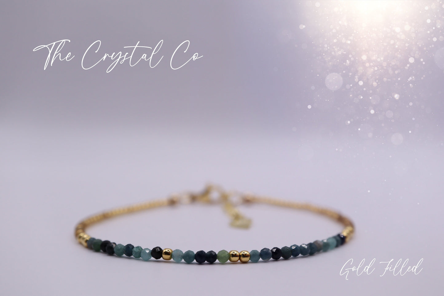 Dainty, Beautiful and handmade Natural Crystal Blue Tourmaline Stacking Bracelet - for tranquillity - October Birth Stone