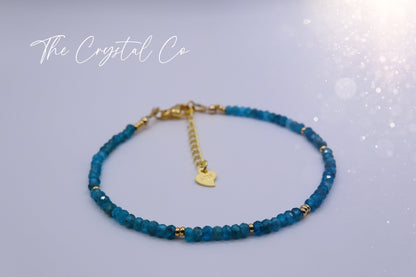 Dainty, Beautiful and handmade Natural Crystal Apatite bracelet - with a choice of Findings - for manifestation & weight loss