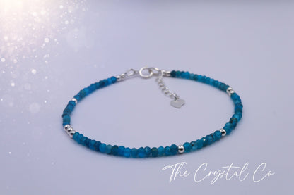 Dainty, Beautiful and handmade Natural Crystal Apatite bracelet - with a choice of Findings - for manifestation & weight loss