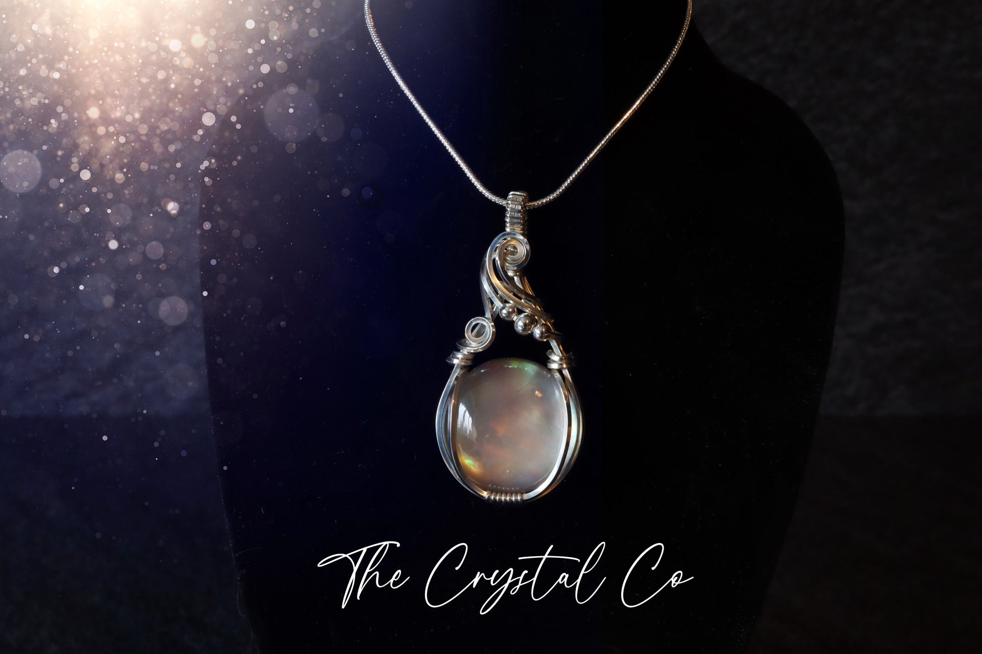 Wire Wrapped Mother of Pearl with Quartz doublet Pendant in 925 Sterling Silver Wire - For intuition & spiritual growth