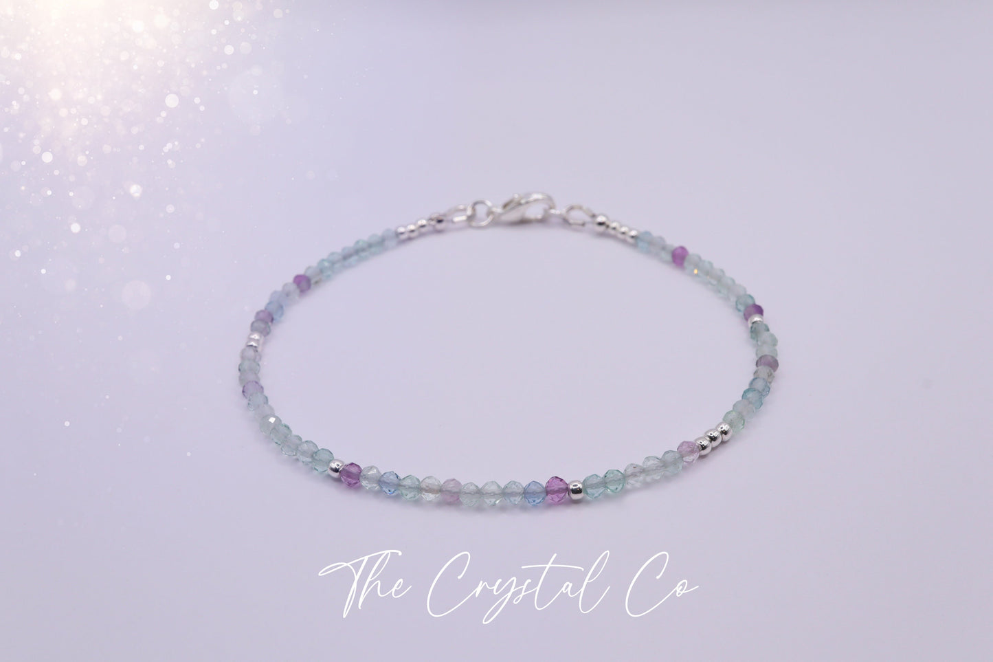 Dainty, natural rainbow fluorite bracelet, 2mm faceted beads - with a choice of findings - for organization & discipline