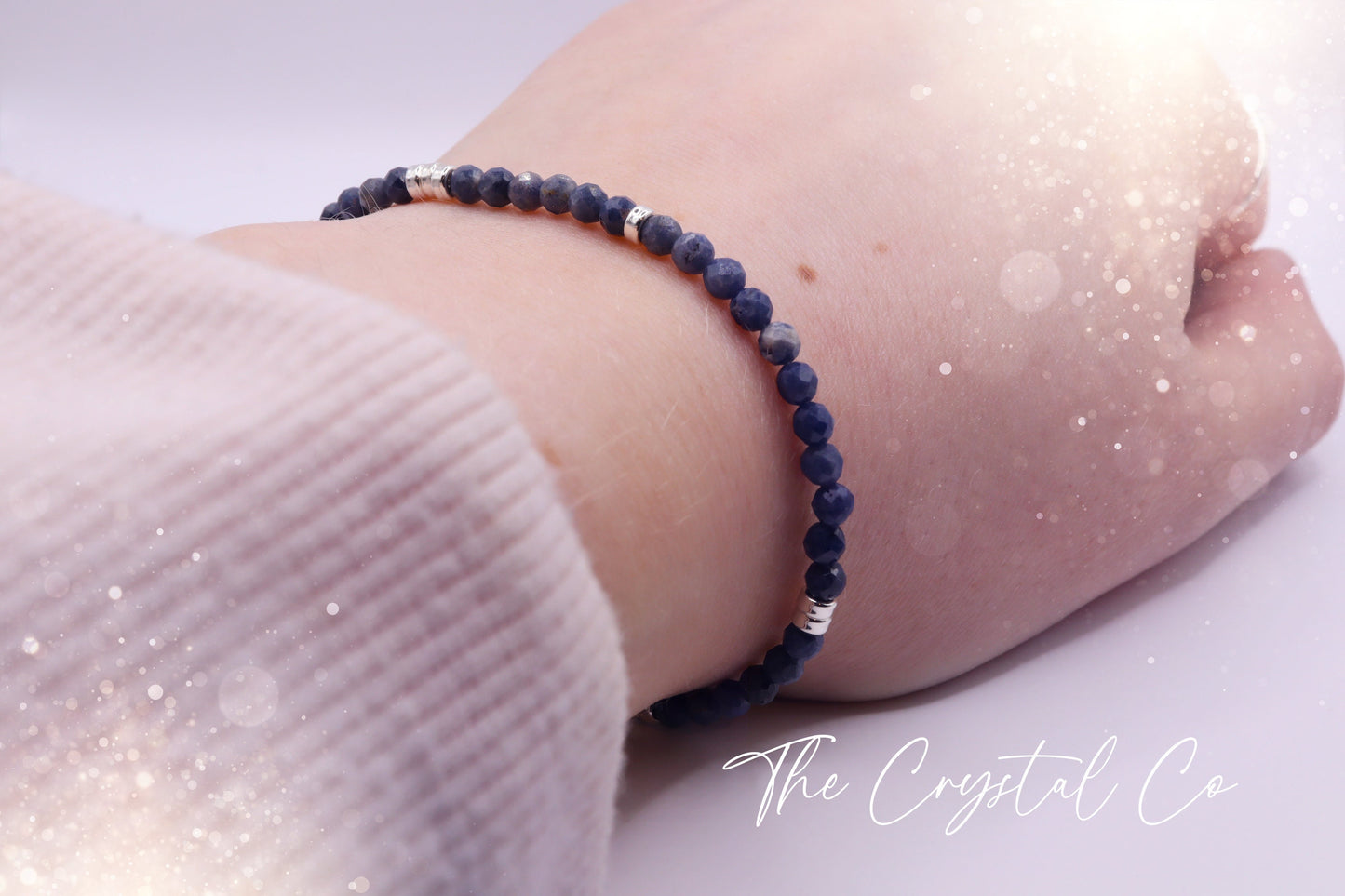 Dainty, Natural Blue Sapphire Stacking Bracelet, 3mm faceted beads - with a choice of findings - for discipline & structure