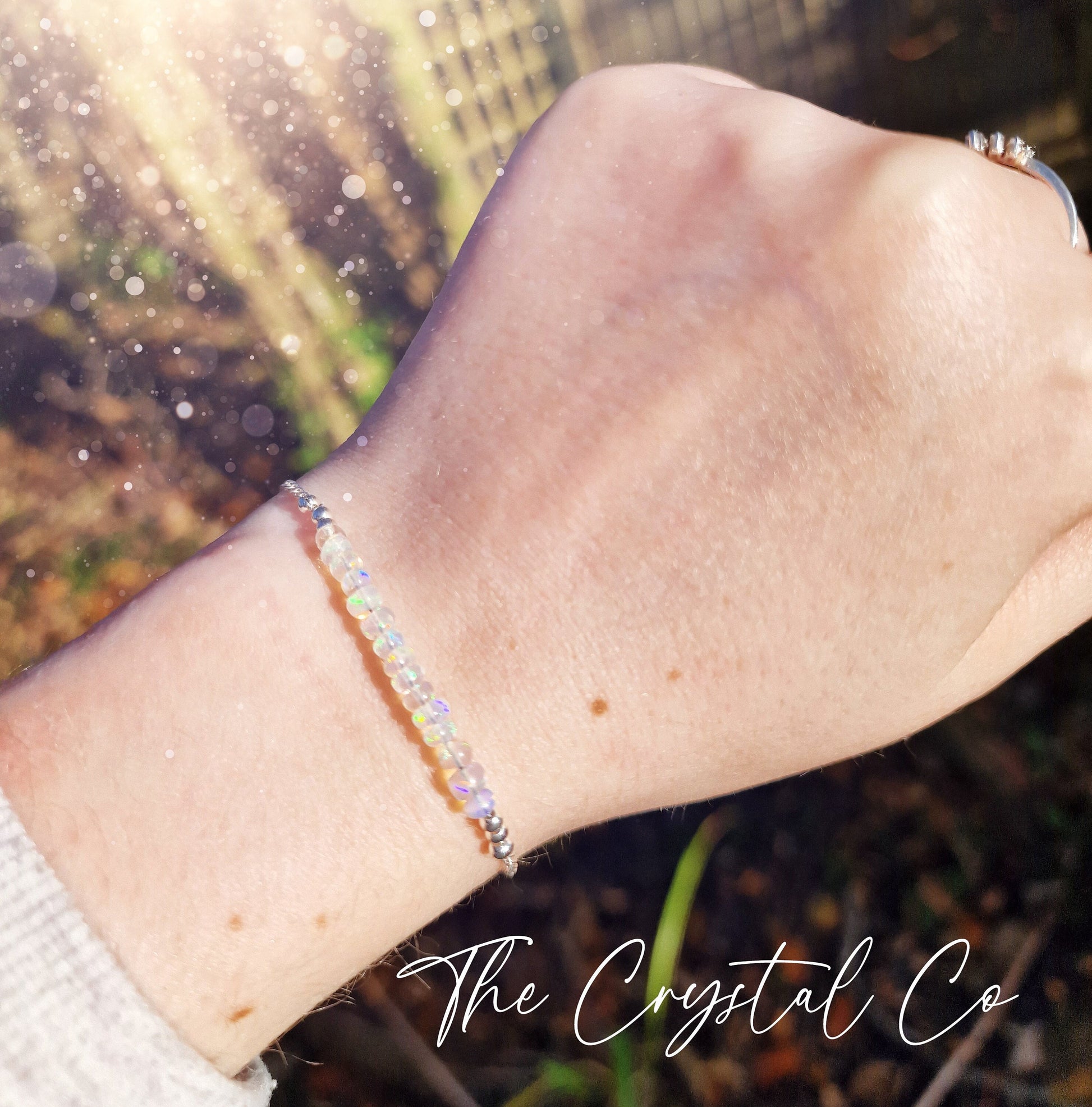 Dainty, Flashy Smooth Ethiopian Welo Opal Stacking Bracelet - Great Colour play - With Sterling Silver Findings