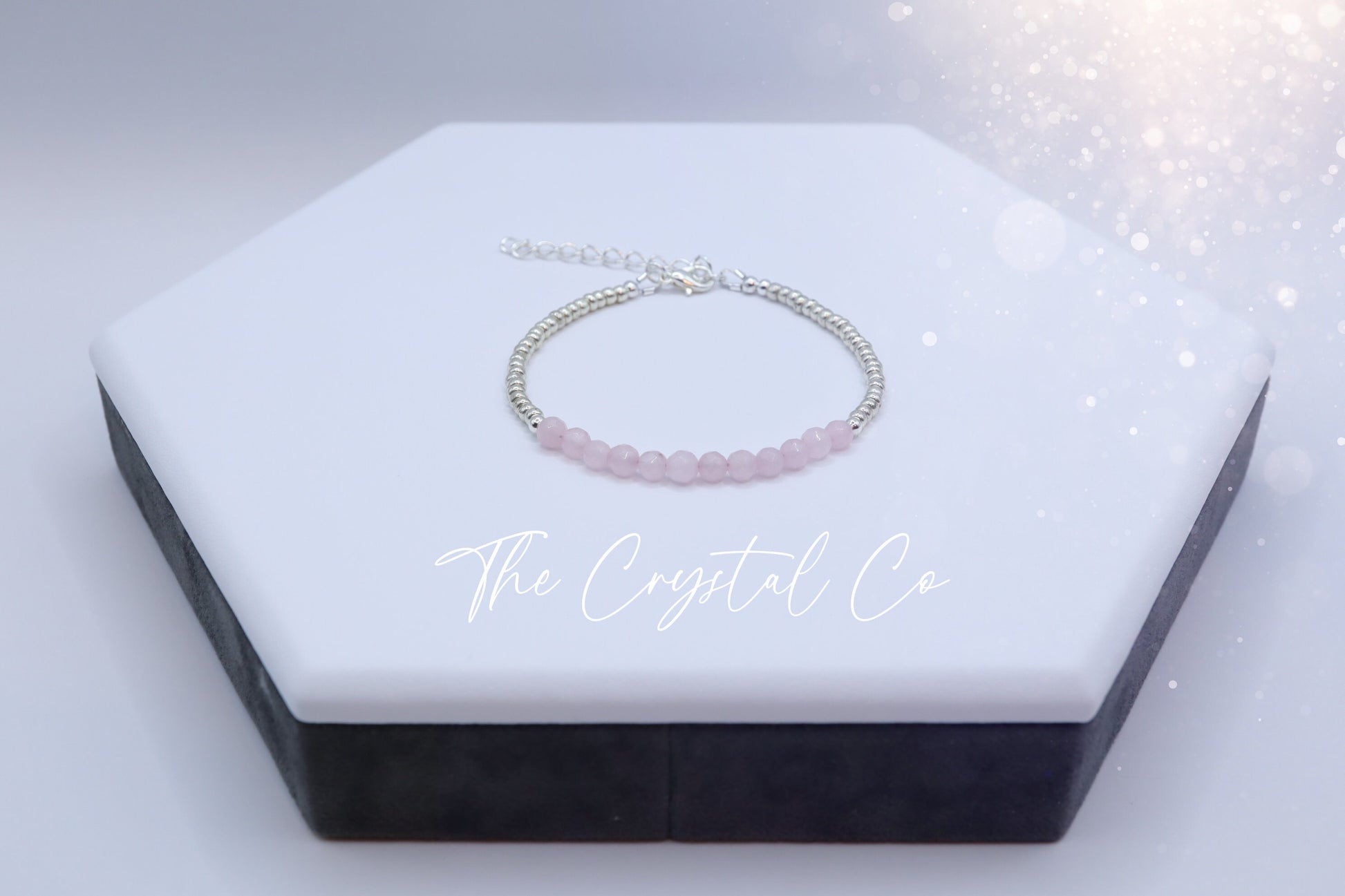 Dainty, Beautiful and handmade Natural Crystal Rose Quartz bracelet - with silver plated findings - for love & self-esteem