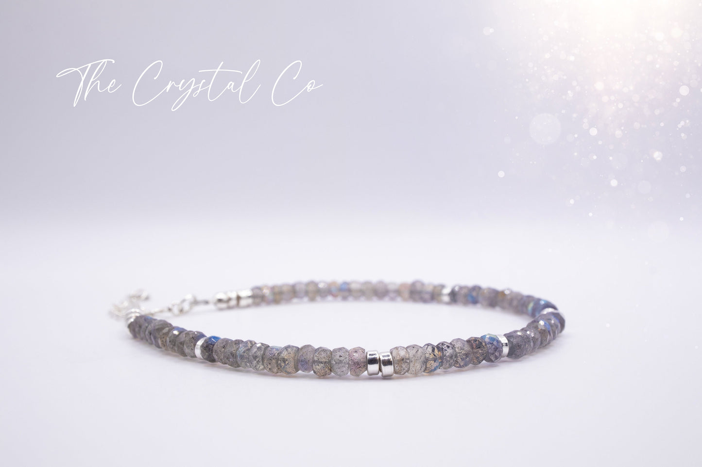 Dainty, Flashy Natural Labradorite Crystal bracelet, 3mm faceted Rondelle beads - with a choice of findings - for ritual work & protection