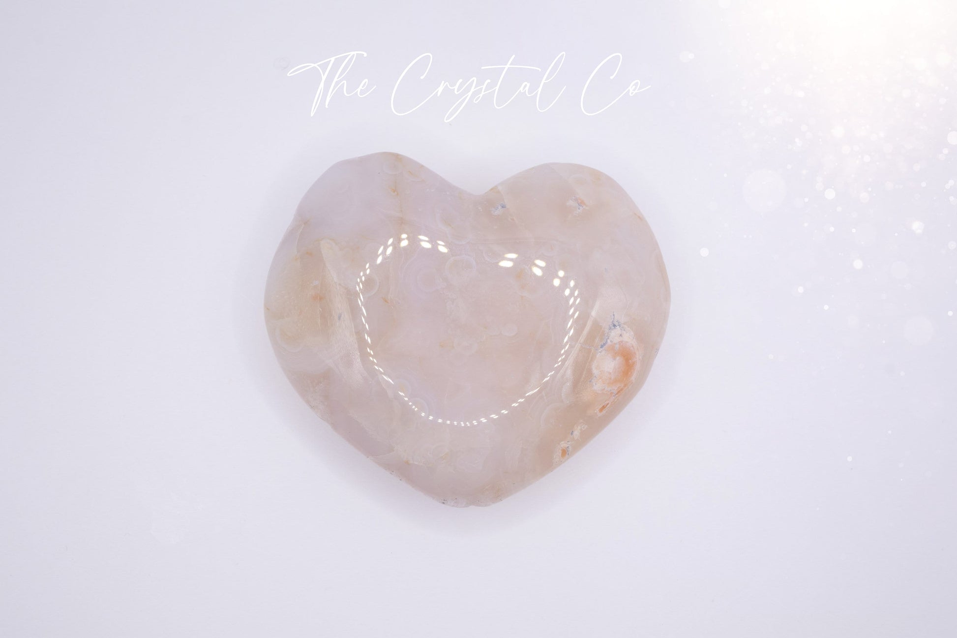 Beautiful Polished Flower Agate / Cherry Blossom Agate Puffy Crystal Heart - For Self-Growth and Manifestation