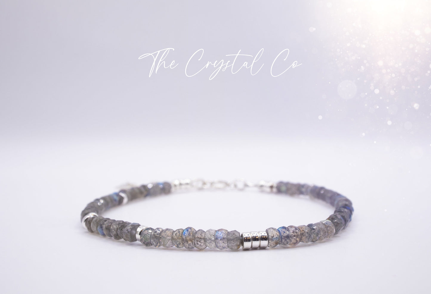 Dainty, Flashy Natural Labradorite Crystal bracelet, 3mm faceted Rondelle beads - with a choice of findings - for ritual work & protection