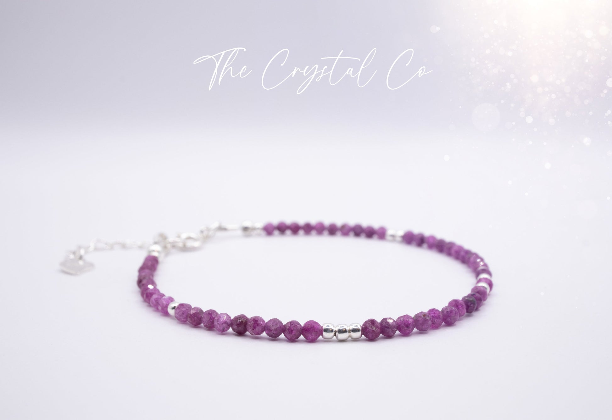 Dainty, Natural Ruby Crystal Stacking bracelet, 2mm faceted beads - with a choice of findings - for passion & power