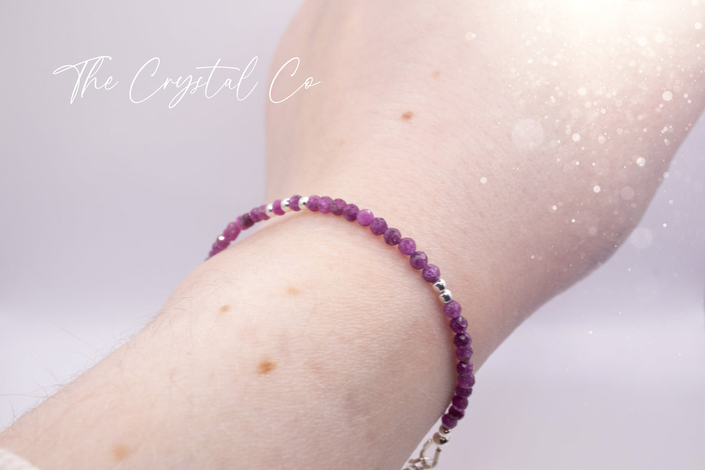 Dainty, Natural Ruby Crystal Stacking bracelet, 2mm faceted beads - with a choice of findings - for passion & power