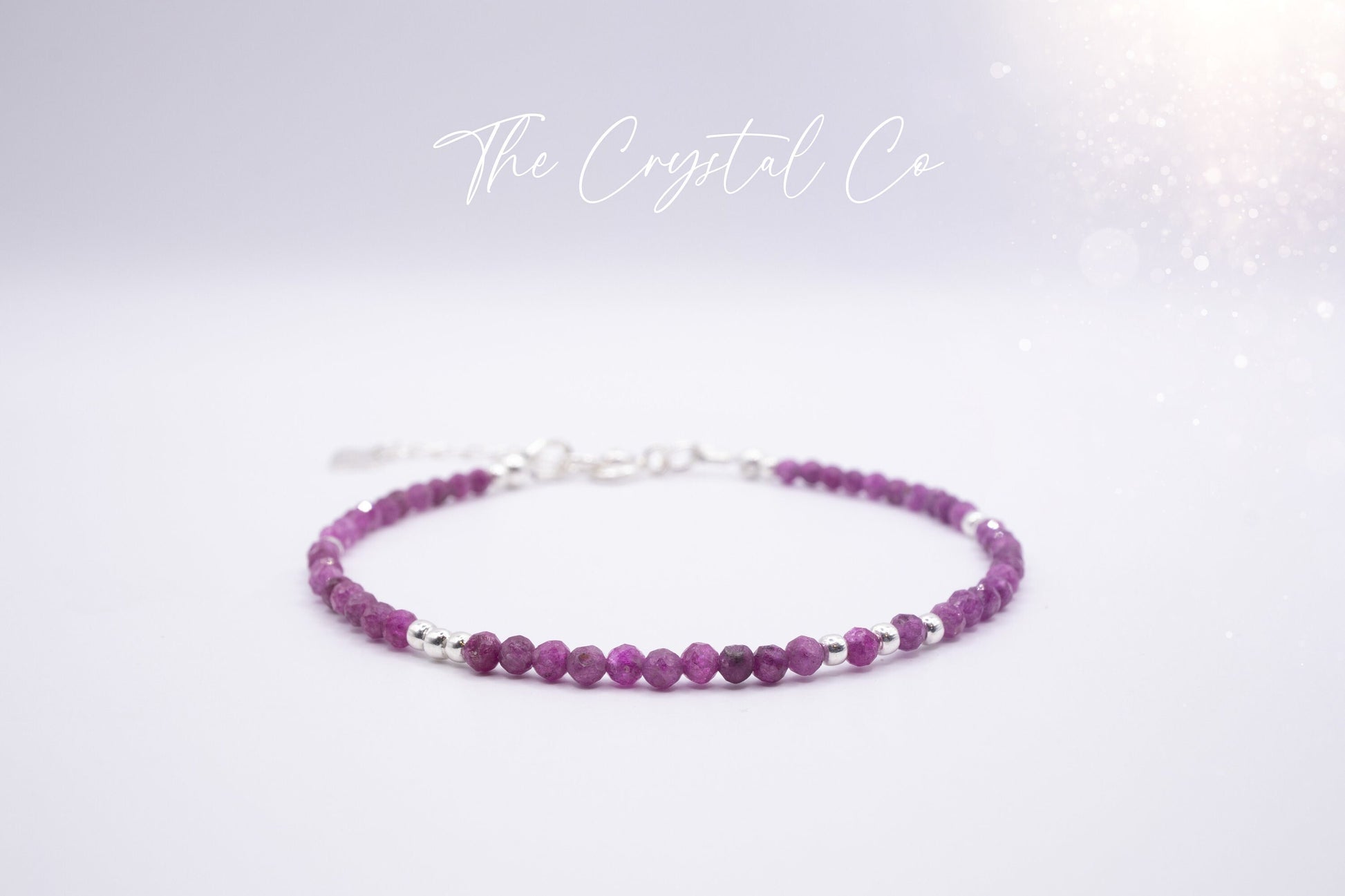 Dainty, Natural Ruby Crystal Stacking bracelet, 2mm faceted beads - with a choice of findings - for passion & power