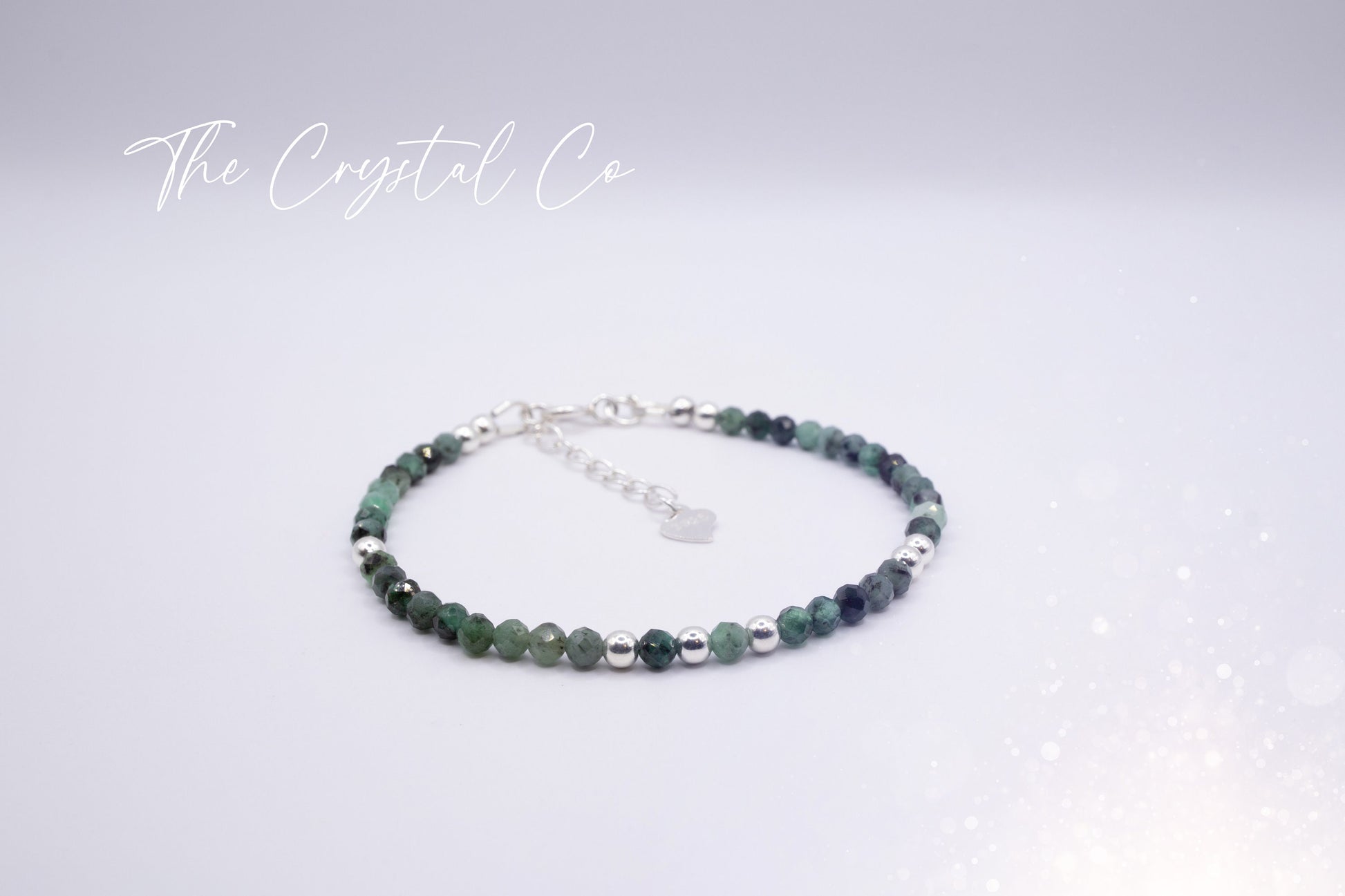 Dainty, Natural Emerald Crystal Stacking bracelet, 3mm faceted beads - with a choice of findings - for compassion & love