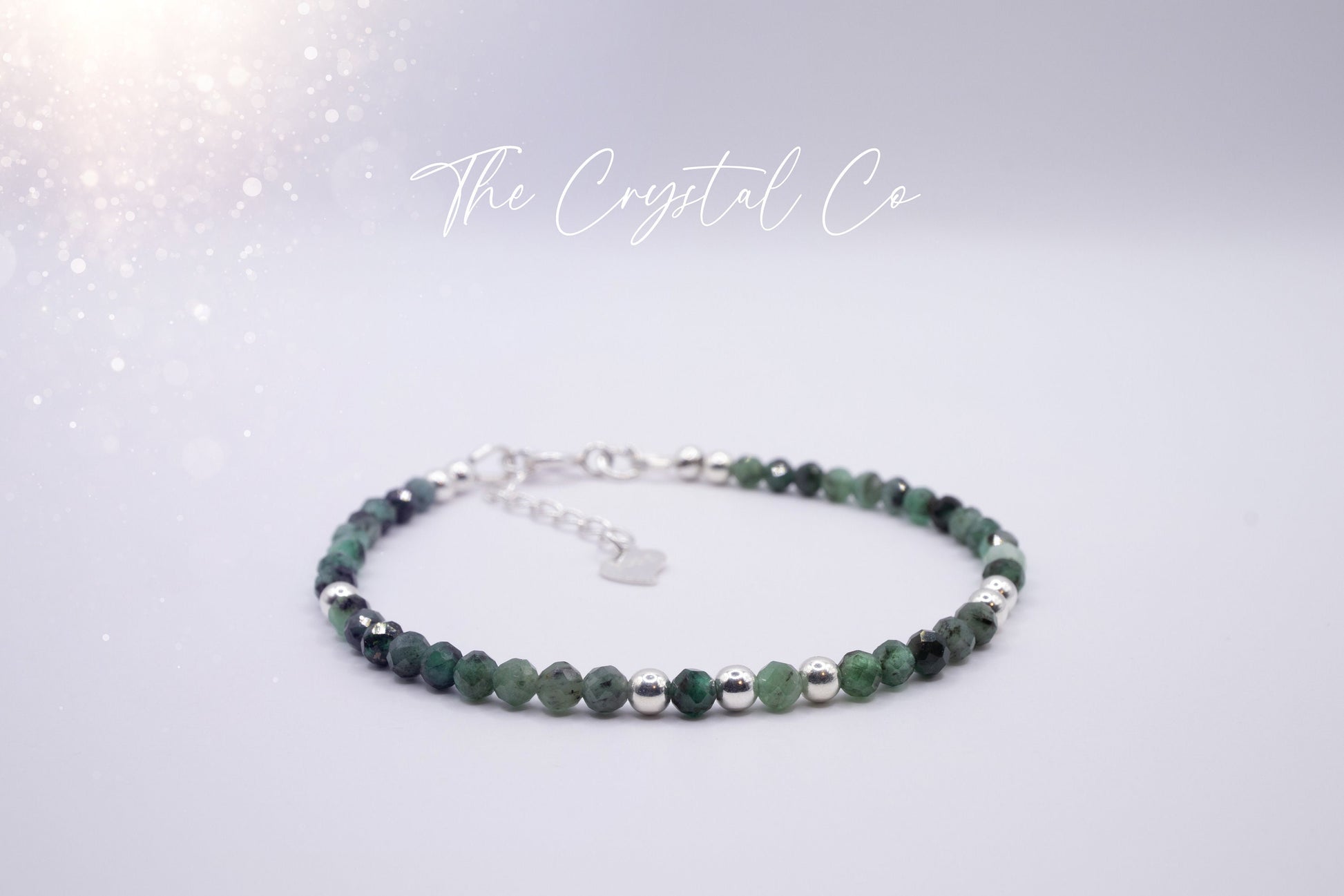 Dainty, Natural Emerald Crystal Stacking bracelet, 3mm faceted beads - with a choice of findings - for compassion & love