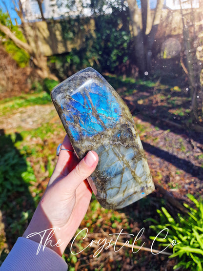 Beautiful XL Blue Flash Labradorite Crystal Freeform, Crystal Carving