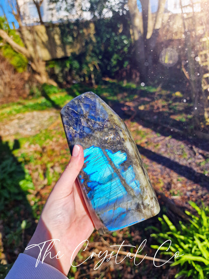 Beautiful XL Blue Flash Labradorite Crystal Freeform, Crystal Carving