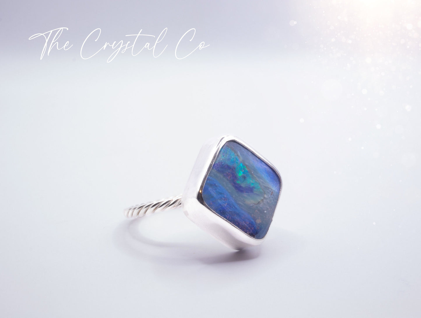 Handmade Australian Boulder Opal Fine and 925 Sterling Silver Ring, 9.6ct Opal - Size R 1/2 or 8 3/4