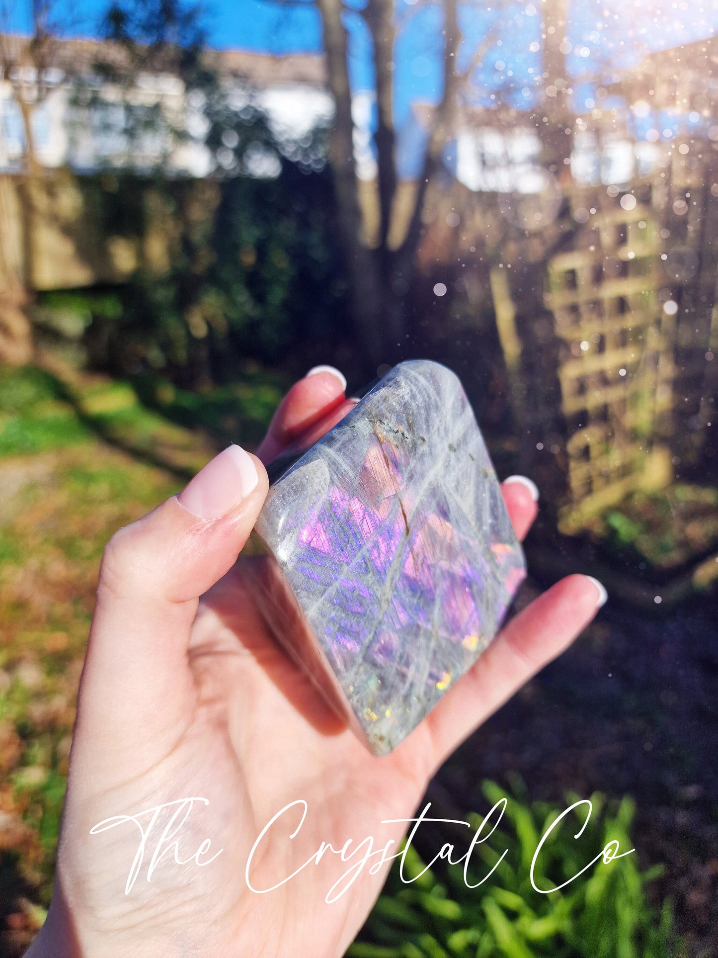 Beautiful Rainbow Purple Flash Labradorite Crystal Freeform, Crystal Carving