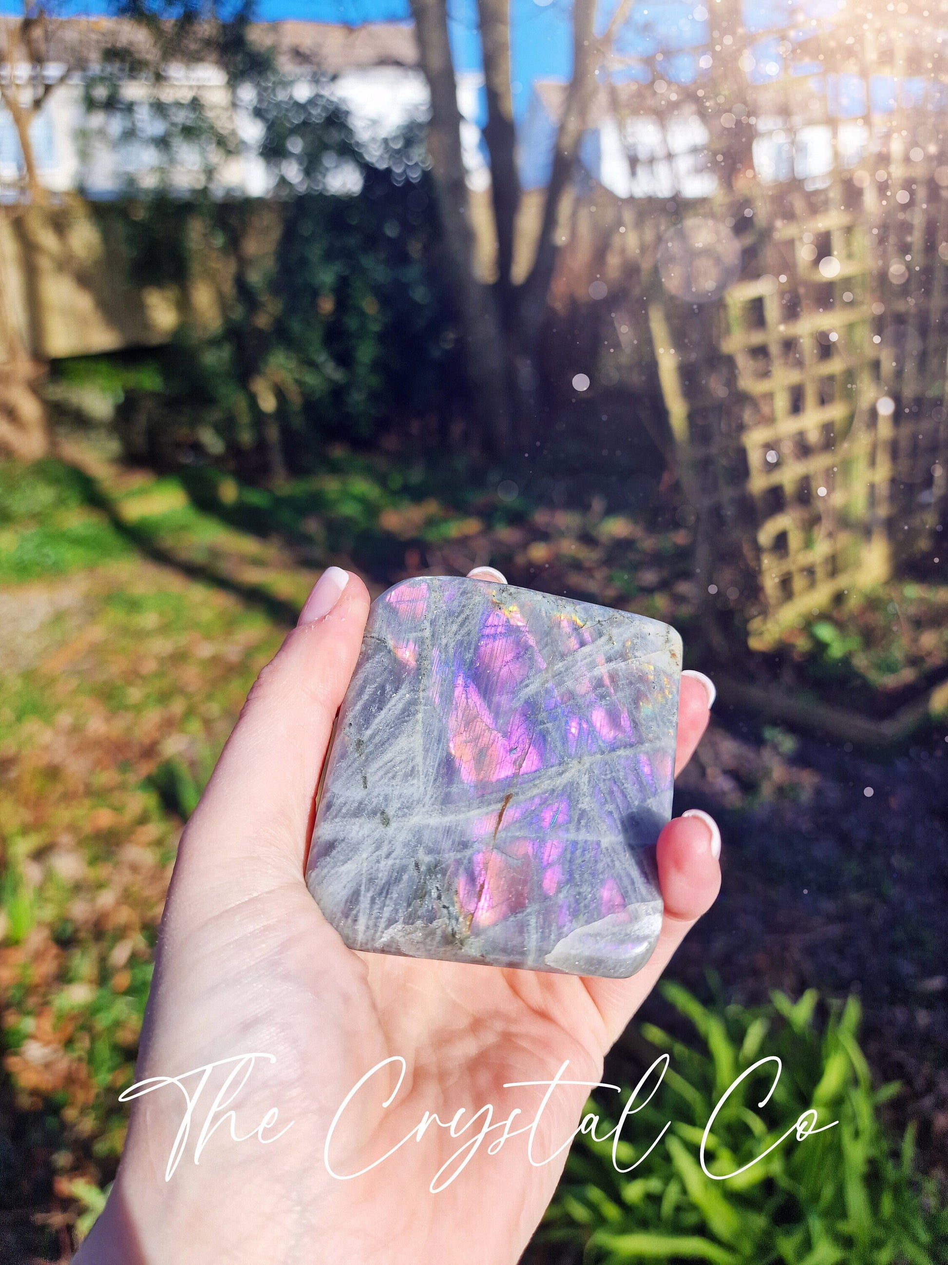 Beautiful Rainbow Purple Flash Labradorite Crystal Freeform, Crystal Carving