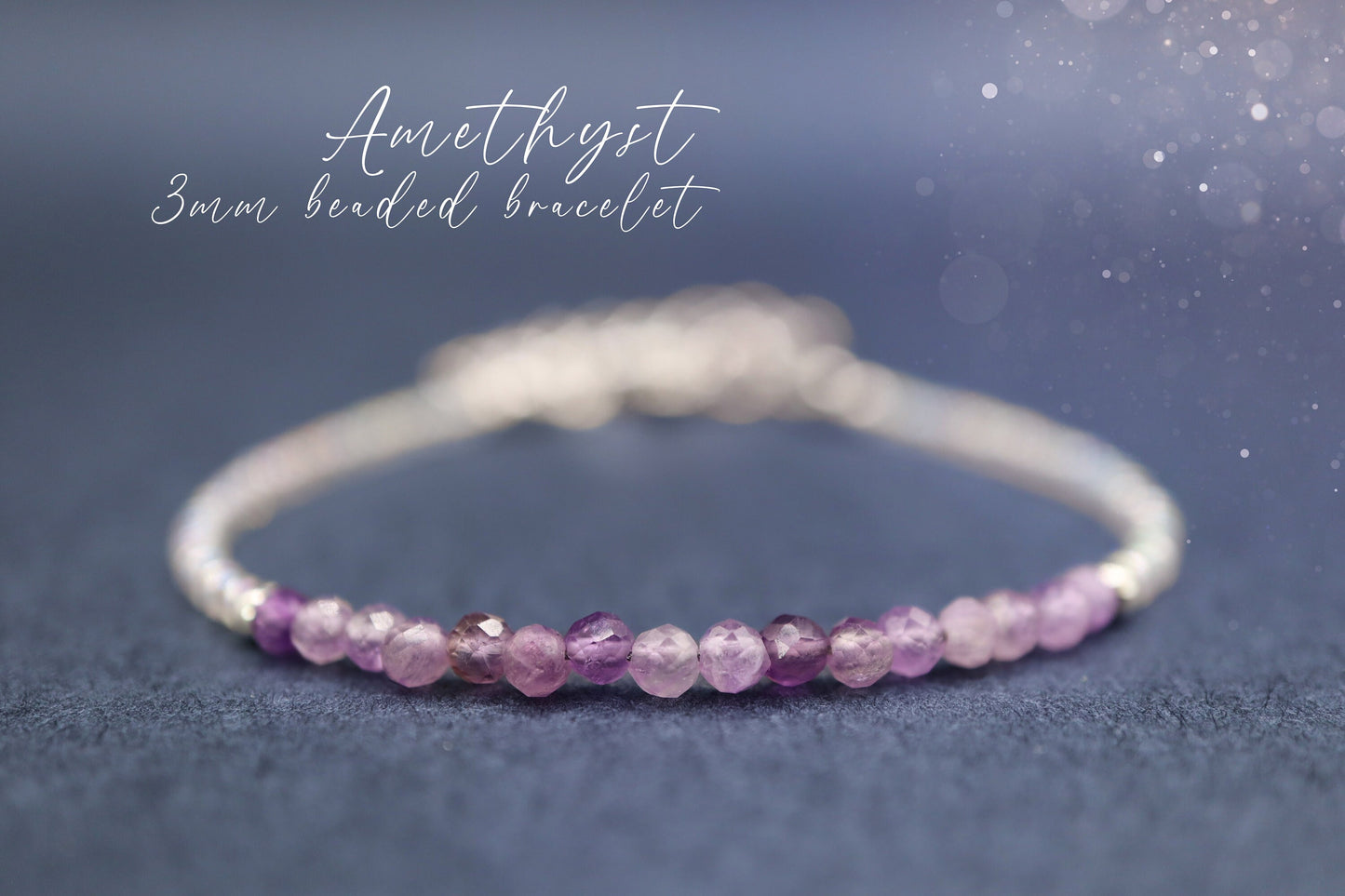 Dainty, Beautiful and handmade Natural Crystal Amethyst bracelet - with silver plated findings - for intuition & inner peace