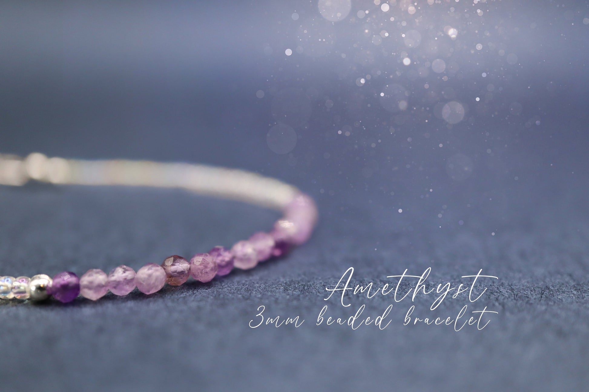 Dainty, Beautiful and handmade Natural Crystal Amethyst bracelet - with silver plated findings - for intuition & inner peace