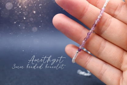 Dainty, Beautiful and handmade Natural Crystal Amethyst bracelet - with silver plated findings - for intuition & inner peace