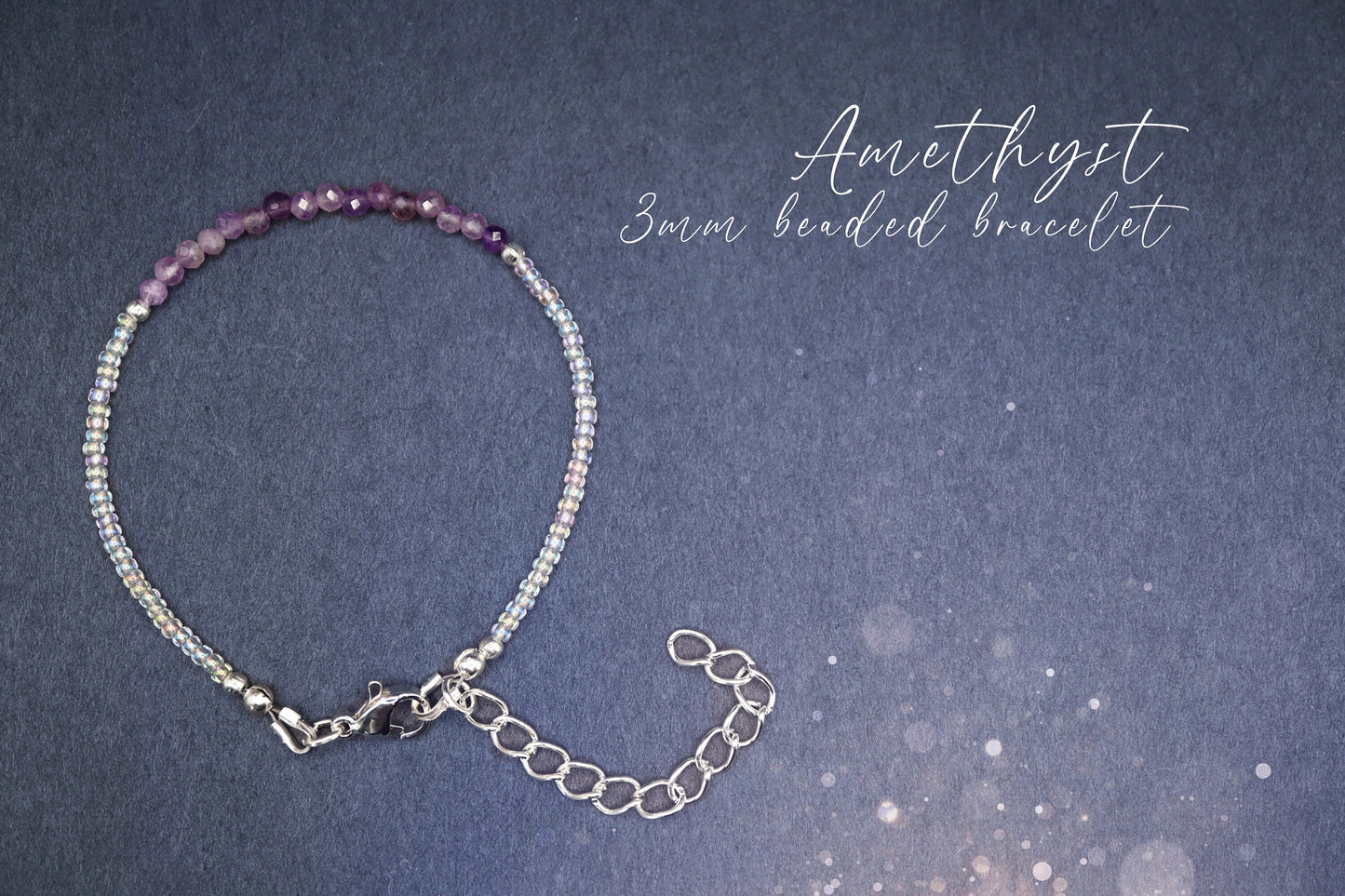 Dainty, Beautiful and handmade Natural Crystal Amethyst bracelet - with silver plated findings - for intuition & inner peace