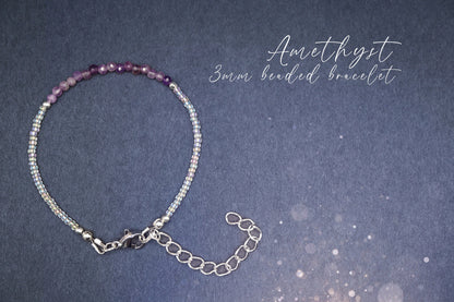 Dainty, Beautiful and handmade Natural Crystal Amethyst bracelet - with silver plated findings - for intuition & inner peace