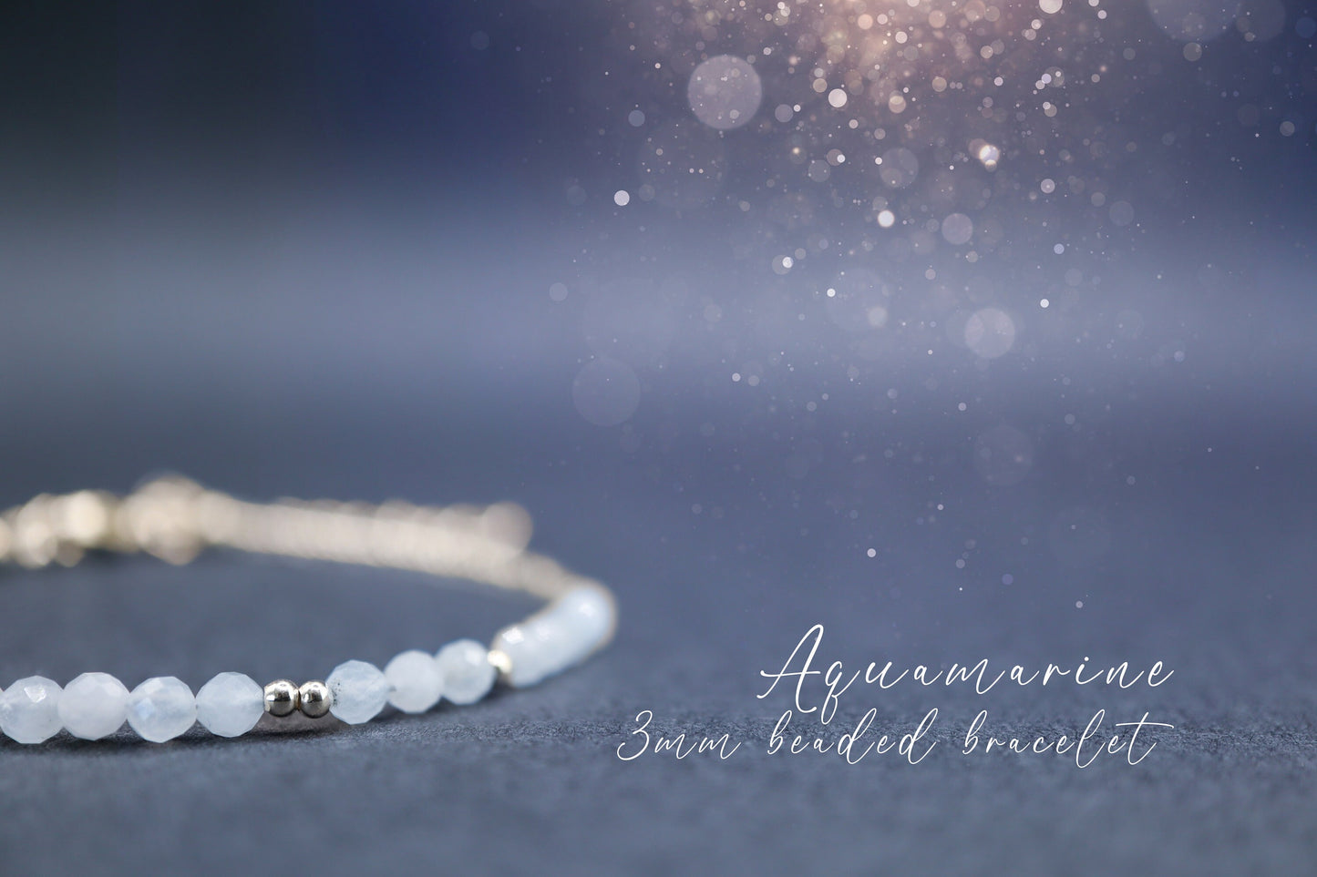 Dainty, Beautiful and handmade Natural Crystal Aquamarine Stacking Bracelet - For communication & courage - March Birth Stone