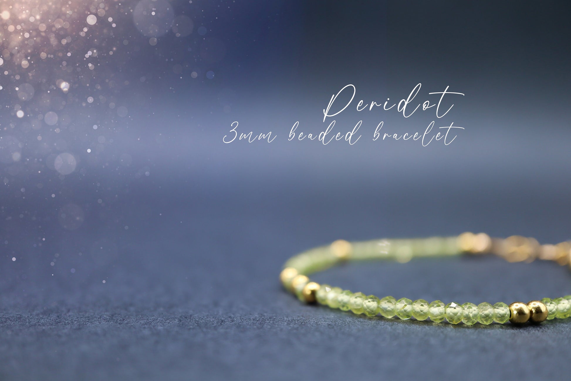 Dainty, Peridot Crystal Stacking bracelet, 3mm Rondelle faceted beads - with a choice of findings - August Birthstone