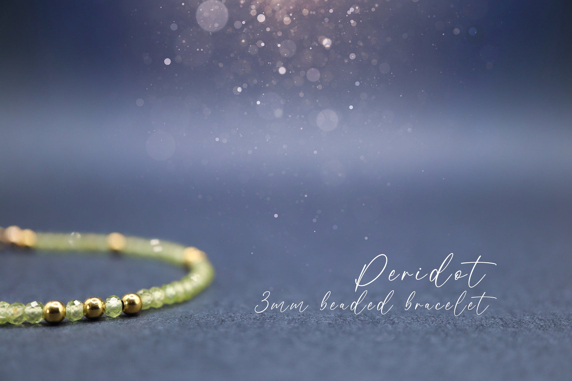 Dainty, Peridot Crystal Stacking bracelet, 3mm Rondelle faceted beads - with a choice of findings - August Birthstone