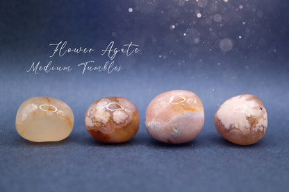 Beautiful real natural crystal, flower agate medium sized tumble. Full of gorgeous patterns and colours. These little tumbles are ideal as pocket crystals, or for collection purposes. Can be used with meditation and healing. 