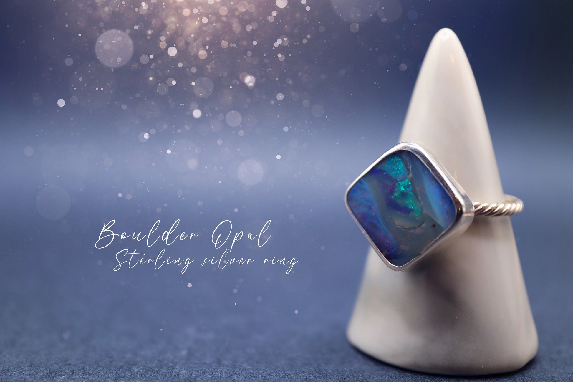 Handmade Australian Boulder Opal Fine and 925 Sterling Silver Ring, 9.6ct Opal - Size R 1/2 or 8 3/4