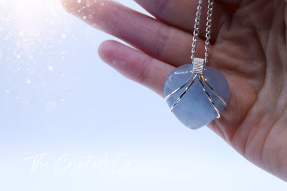 Unique, Handmade Wire Wrapped Aquamarine Heart Pendant - Set in 925 sterling silver - Crystal Necklace / Pendant March Birthstone