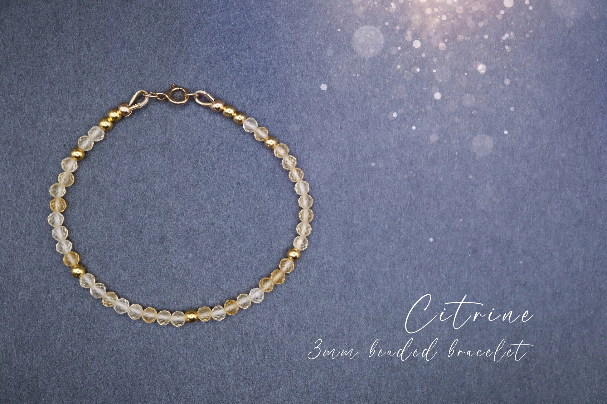 Beautiful and handmade, natural citrine beaded stacking bracelet. This little beauty has natural citrine crystal beads which are 3mm in size. With a choice of findings of sterling silver, gold filled, rose gold filled and silver plated, ideal gift.