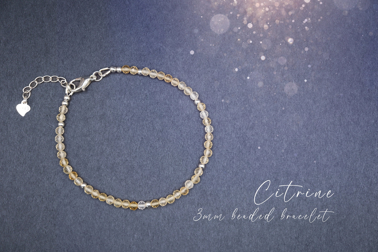 Beautiful and handmade, natural citrine beaded stacking bracelet. This little beauty has natural citrine crystal beads which are 3mm in size. With a choice of findings of sterling silver, gold filled, rose gold filled and silver plated, ideal gift.