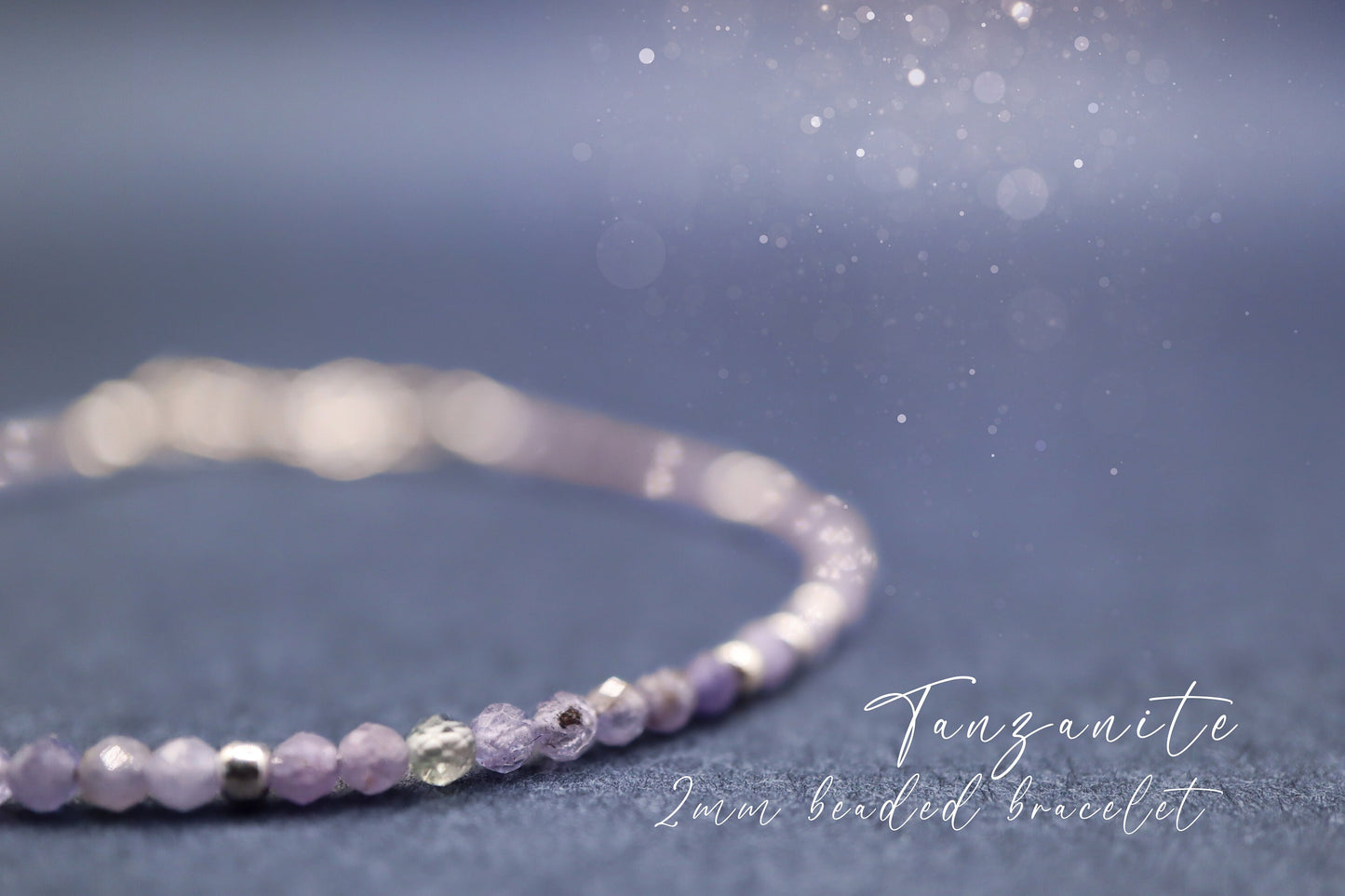 Dainty, Natural Tanzanite Crystal Stacking bracelet, 2mm faceted beads - with a choice of findings