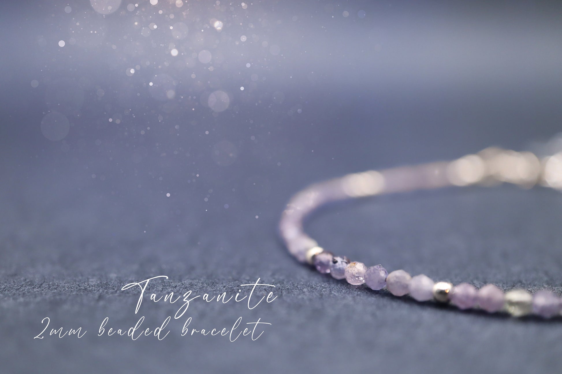 Dainty, Natural Tanzanite Crystal Stacking bracelet, 2mm faceted beads - with a choice of findings