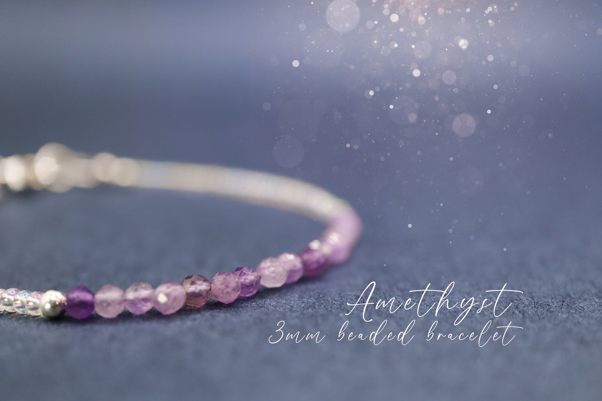 Dainty, Beautiful and handmade Natural Crystal Amethyst bracelet - with silver plated findings - for intuition & inner peace