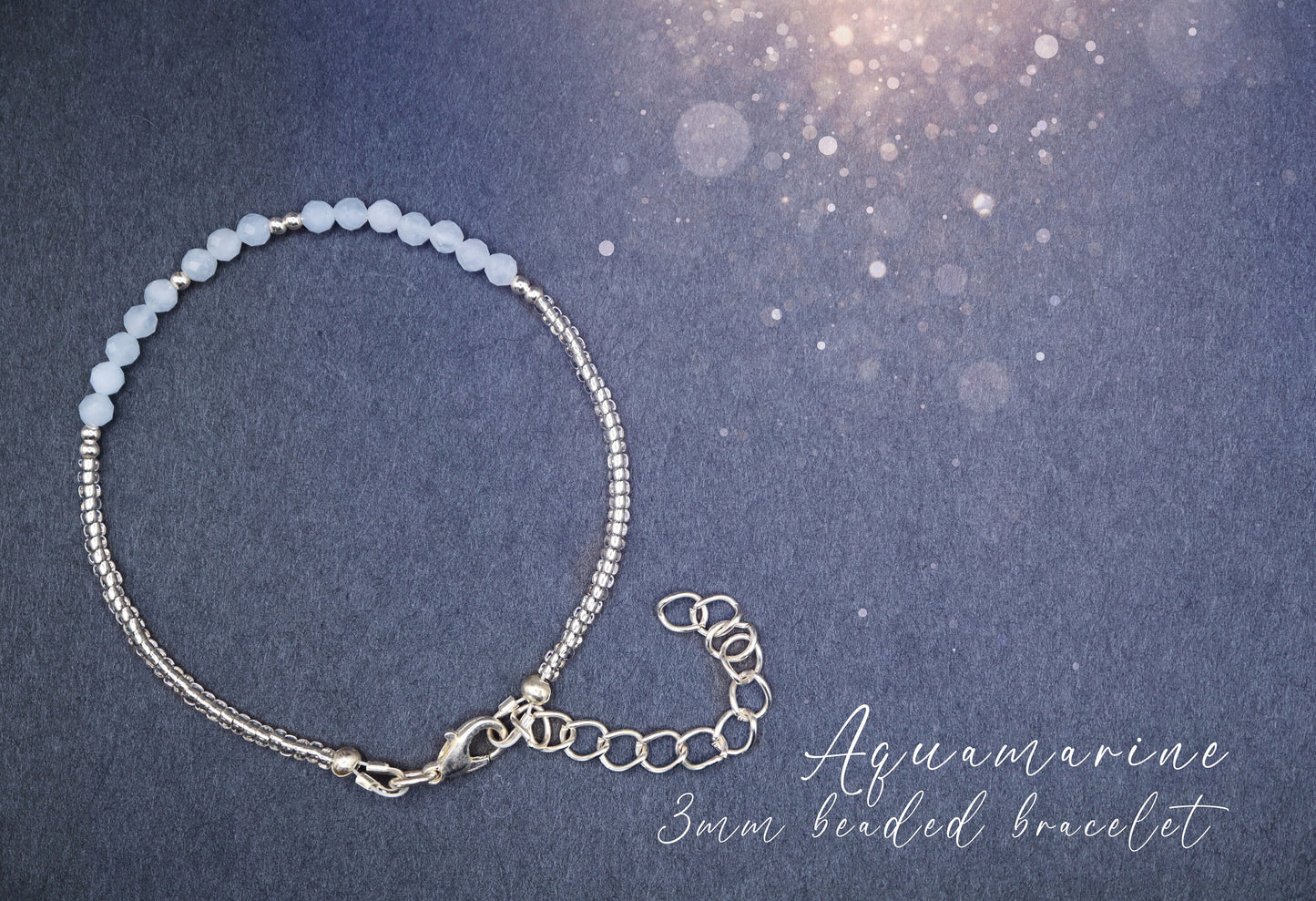 Dainty, Beautiful and handmade Natural Crystal Aquamarine Stacking Bracelet - For communication & courage - March Birth Stone