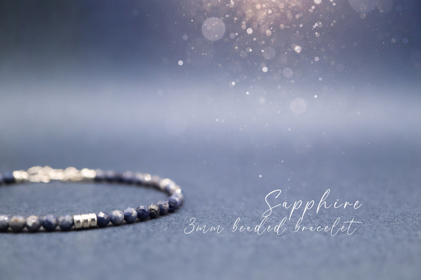 Dainty, Natural Blue Sapphire Stacking Bracelet, 3mm faceted beads - with a choice of findings - for discipline & structure