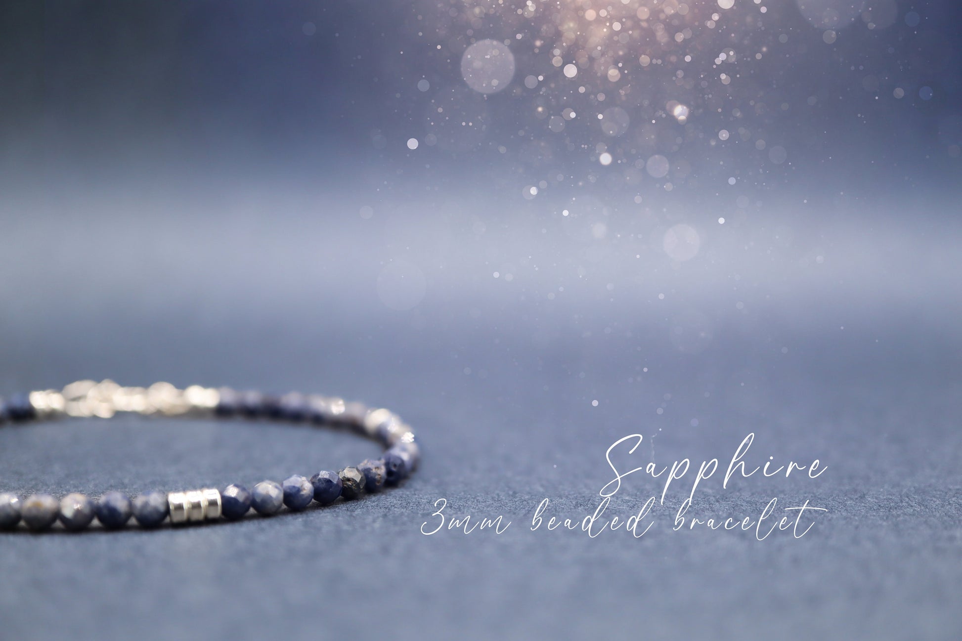 Stunning and handmade, natural blue sapphire crystal stacking bracelet. This bracelet features natural gemstone beads and has been strung on strong yet durable beading wire. The ideal gift for any crystal and jewellery lover. Minimalistic bracelet.