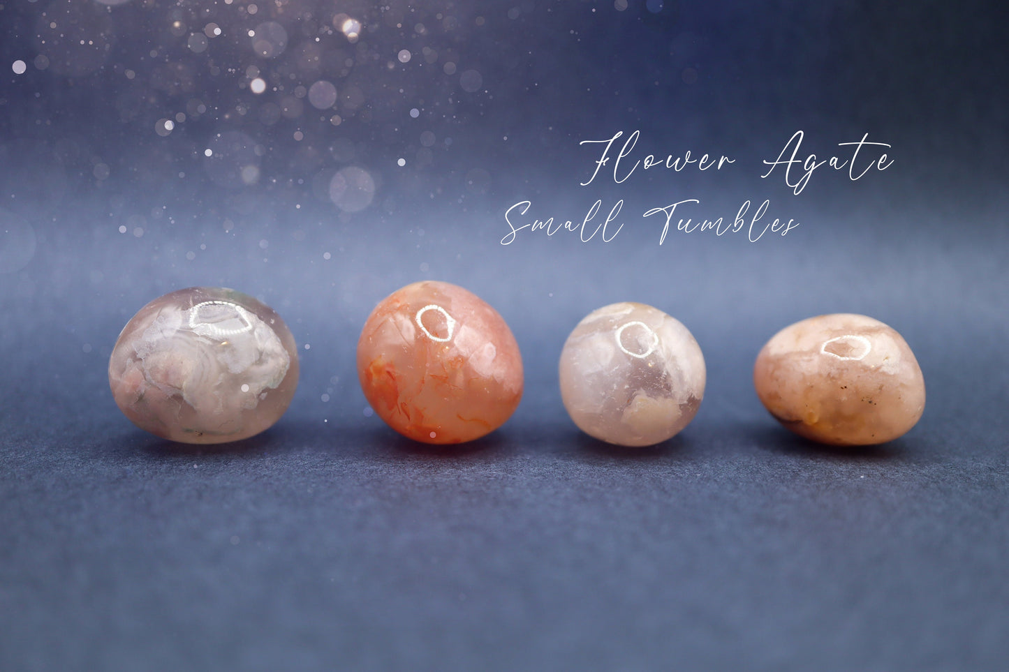 Beautiful, Small, Flower Agate tumbles - Ideal Pocket Crystal and gift - for Self-Growth and Manifestation