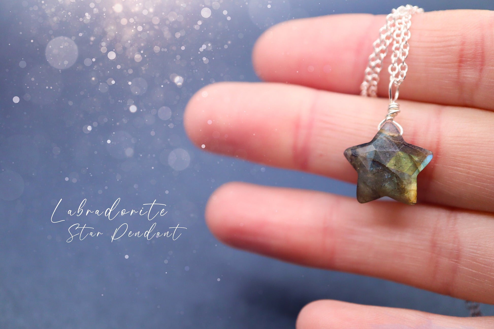 Dainty, Natural Flashy Labradorite Star Pendant - For leadership & expression