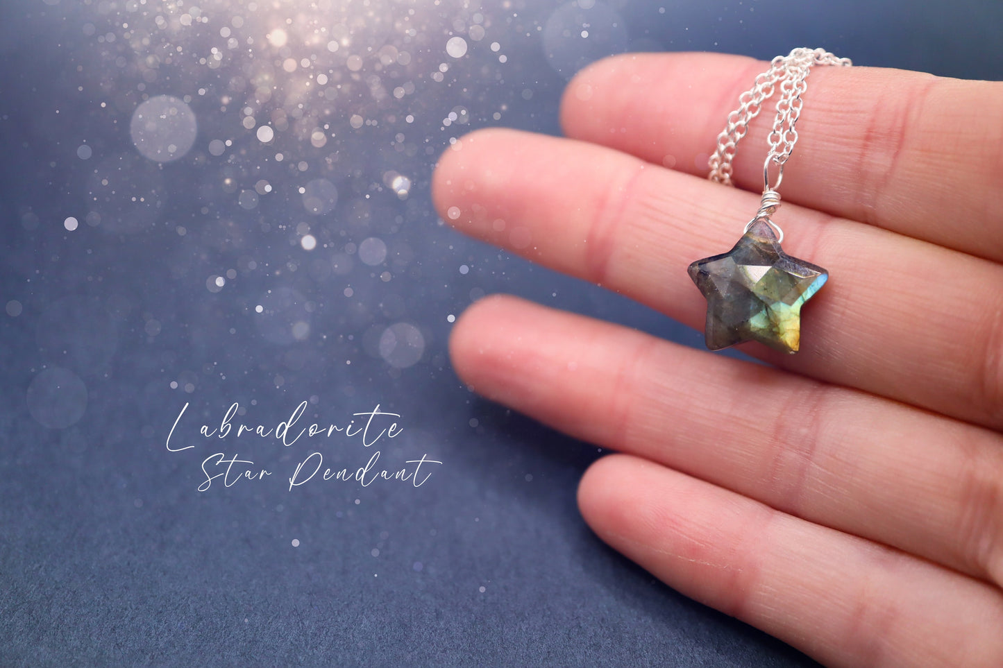 Dainty, Natural Flashy Labradorite Star Pendant - For leadership & expression