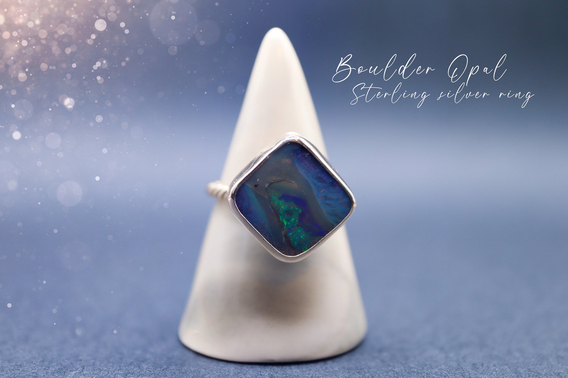 Handmade Australian Boulder Opal Fine and 925 Sterling Silver Ring, 9.6ct Opal - Size R 1/2 or 8 3/4